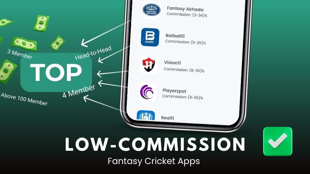 Top 10 Low Platform Fee (Commission) Fantasy Cricket Apps.