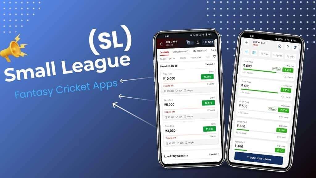 Best Small League (SL) Fantasy Cricket Apps.