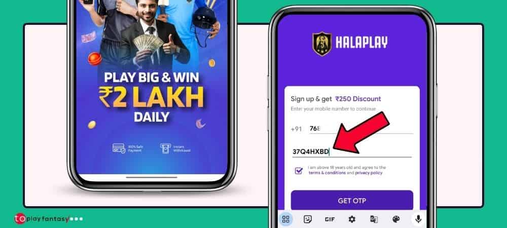 Halaplay sign up process using an referral Code.